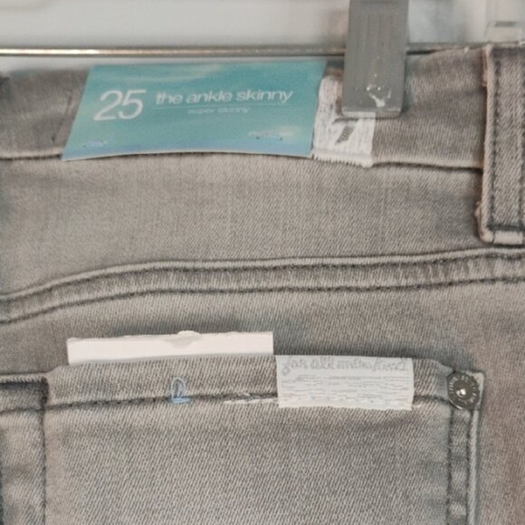 NWT 7 For All Mankind B (air) Women's Light Gray The Ankle Skinny Jeans Size 25 - Picture 4 of 16